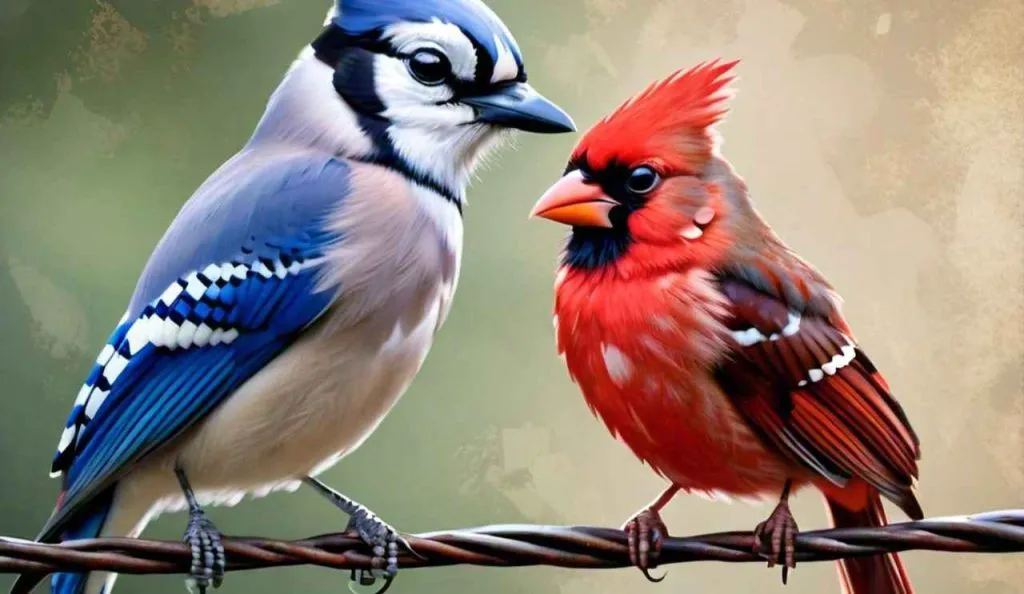seeing a blue jay and cardinal together