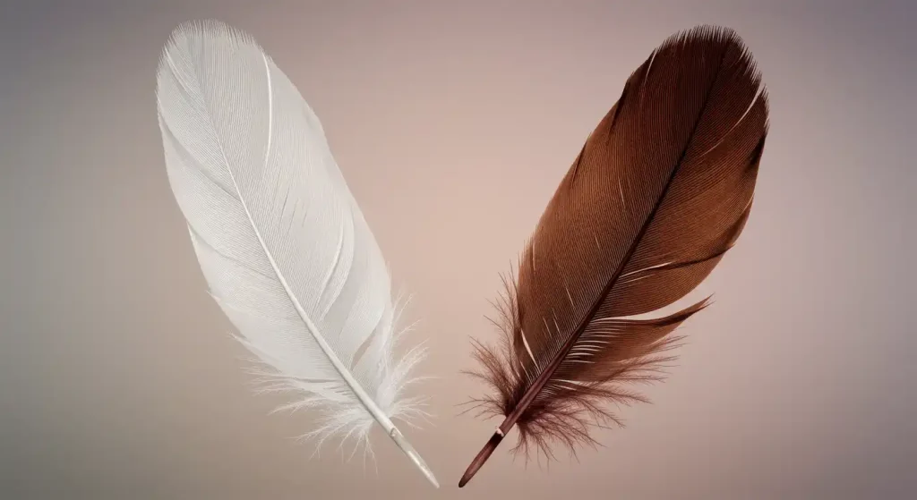 white and brown feather meaning