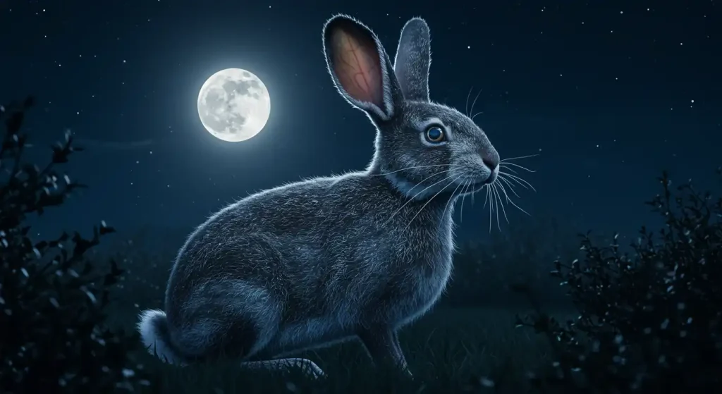 seeing a rabbit in different contexts at night
